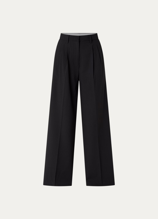 Sofie Schnoor Alessandra high waist wide leg pantalon met steekzakken - voorkant 3 zwart
