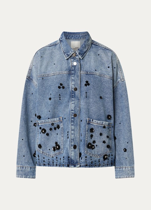 Sofie Schnoor Amaya Spijkerjas met kralendecoratie - voorkant indigo