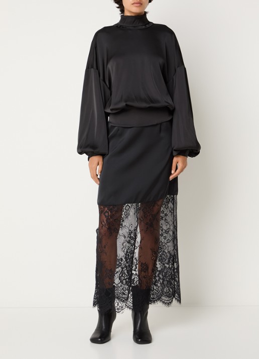 Sofie Schnoor Ambersw blouse met strikkraag - voorkant 3 zwart