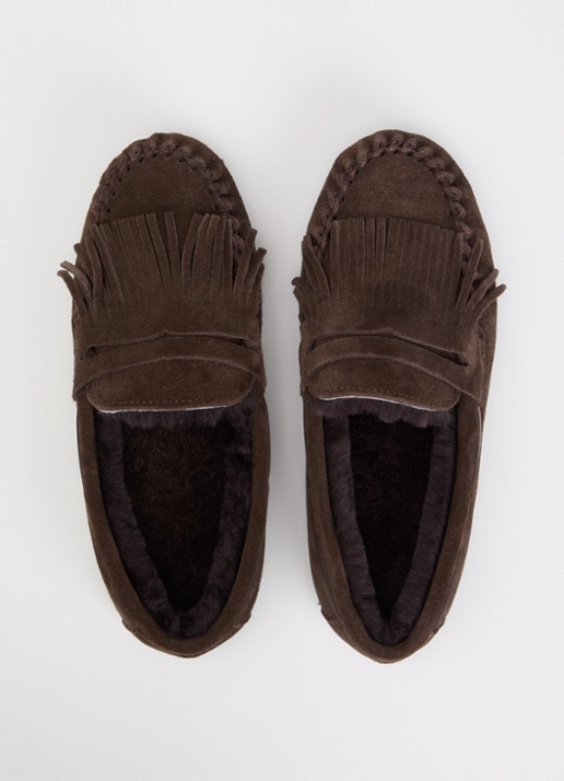 Sofie Schnoor Ammiesw pantoffel van suède met vacht - detail 3 donkerbruin