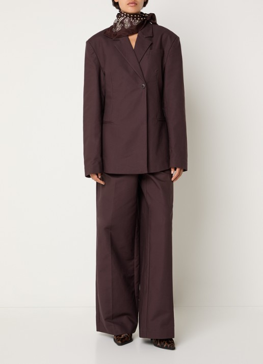 Sofie Schnoor Avauasw high waist wide fit pantalon met steekzakken - voorkant 3 bruin