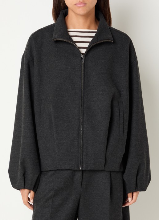 Sofie Schnoor Becky sweatvest met opstaande kraag - detail donkergrijs