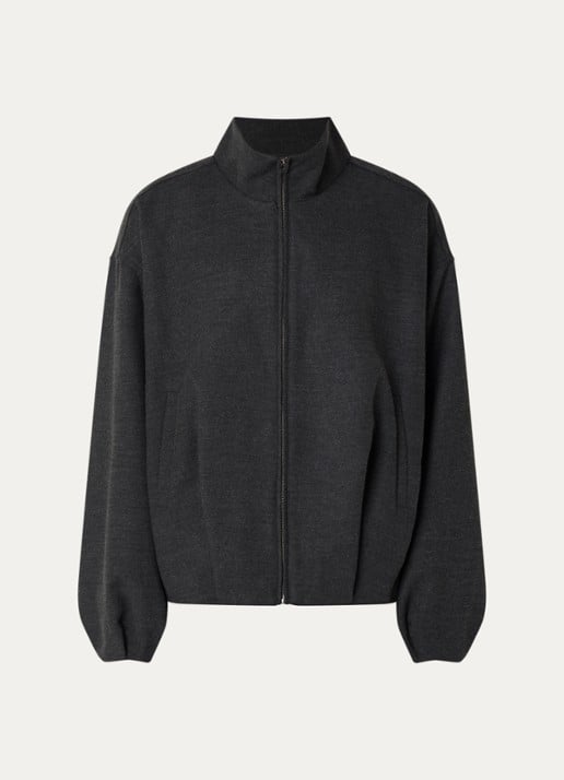 Sofie Schnoor Becky sweatvest met opstaande kraag - voorkant 3 donkergrijs