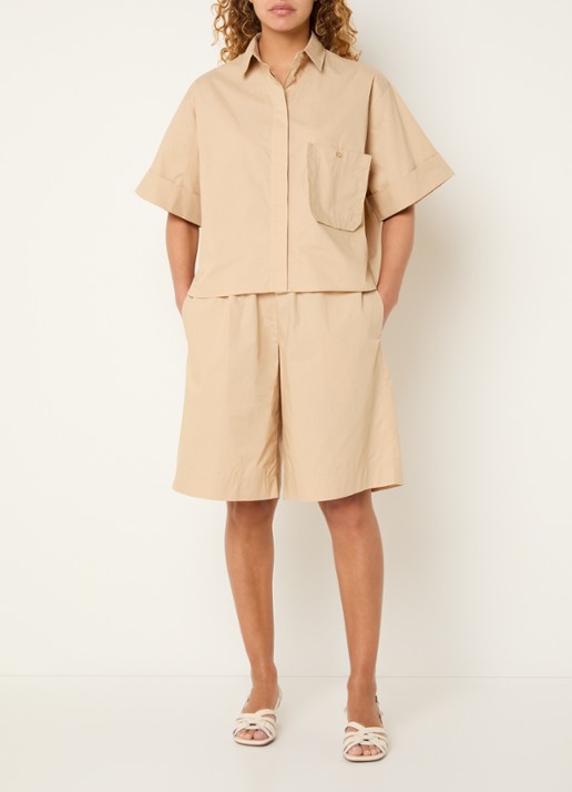 Sofie Schnoor Blairsw high waist wide fit culotte met steekzakken - voorkant 3 camel