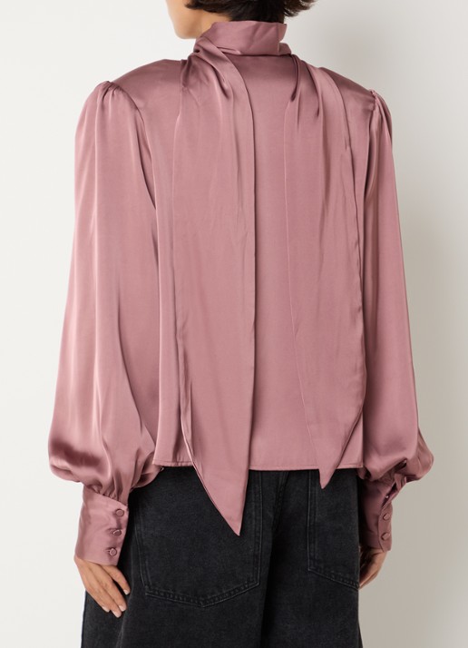 Sofie Schnoor Carina blouse van satijn met sjaalkraag - achterkant 4 oudroze