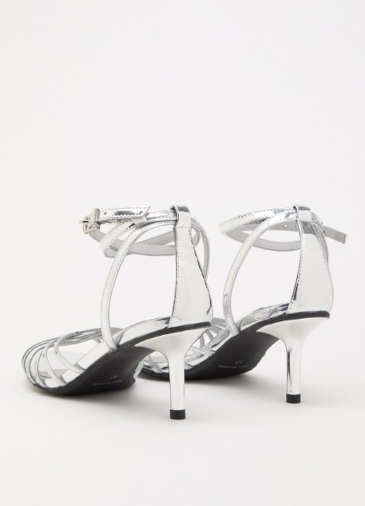 Sofie Schnoor Cecesw sandalette van leer met metallic finish - achterkant 4 zilver