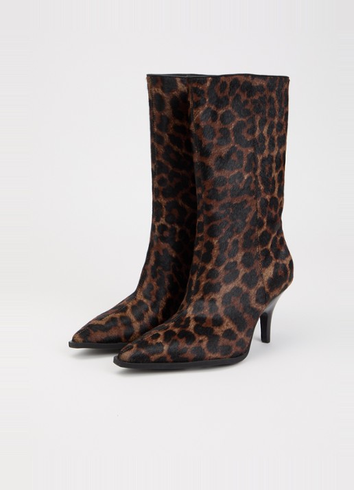Sofie Schnoor Celinasw enkellaarsje van leer met ponyhair - detail 3 roodbruin