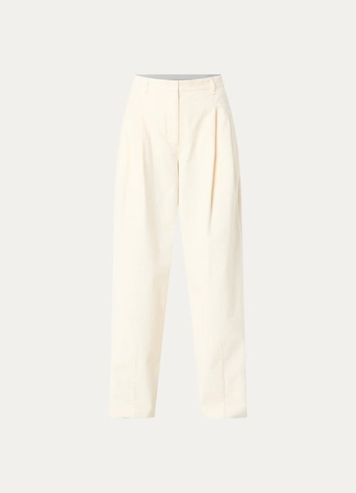 Sofie Schnoor Corlie high waist loose fit broek van corduroy - voorkant 2 gebroken wit