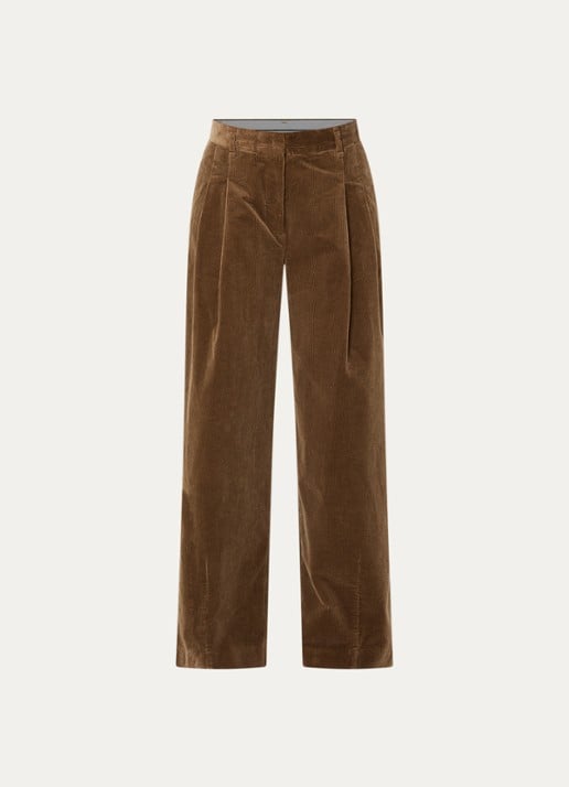 Sofie Schnoor Corlie high waist loose fit broek van corduroy - voorkant bruin