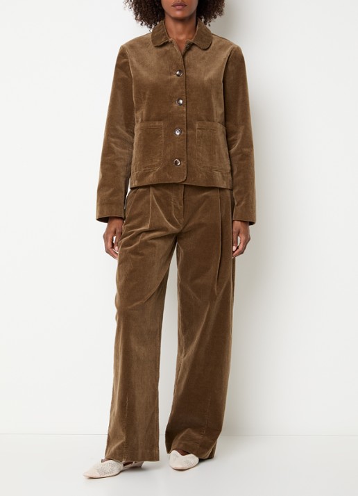 Sofie Schnoor Corlie high waist loose fit broek van corduroy - voorkant 2 bruin