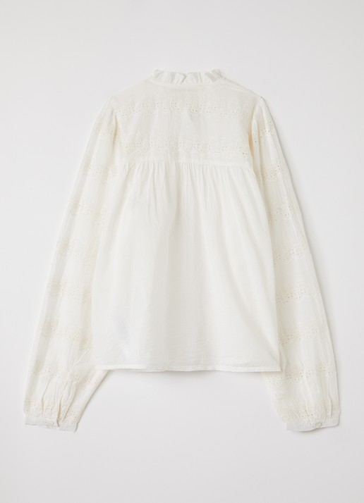 Sofie Schnoor Dagmar blouse met broderie - voorkant 2 gebroken wit
