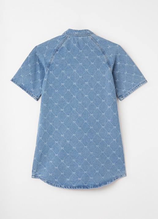 Sofie Schnoor Denim blousejurk met print - voorkant 3 blauw