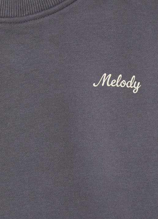 Sofie Schnoor Eli sweater met front- en backprint - detail donkergrijs
