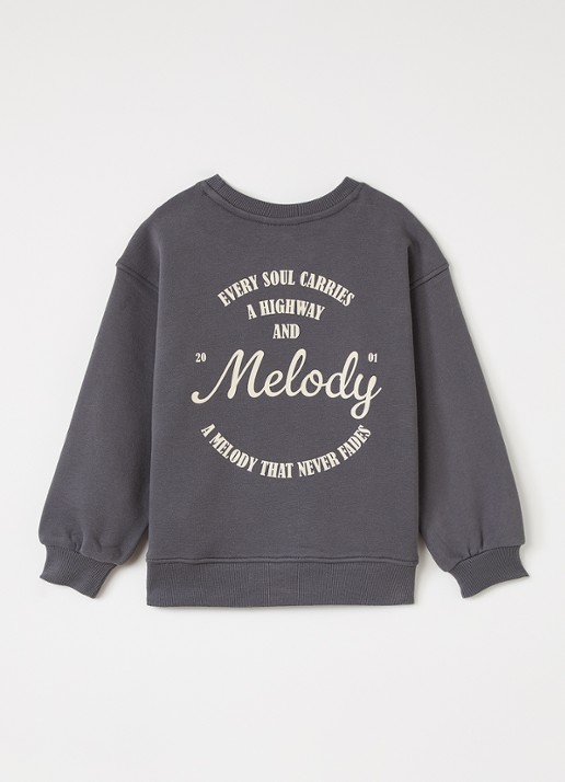 Sofie Schnoor Eli sweater met front- en backprint - voorkant 3 donkergrijs