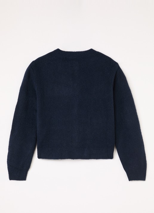 Sofie Schnoor Elica fijngebreid vest in wolblend - achterkant donkerblauw