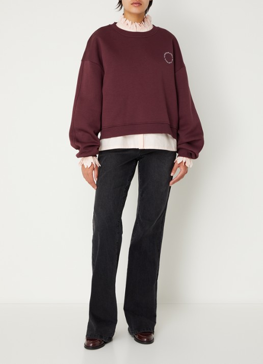Sofie Schnoor Elin sweater met front- en backprint - voorkant 3 bordeauxrood