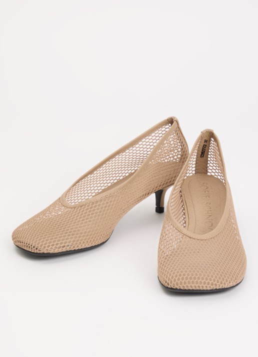 Sofie Schnoor Ellesw pump van leer met mesh - detail 3 creme