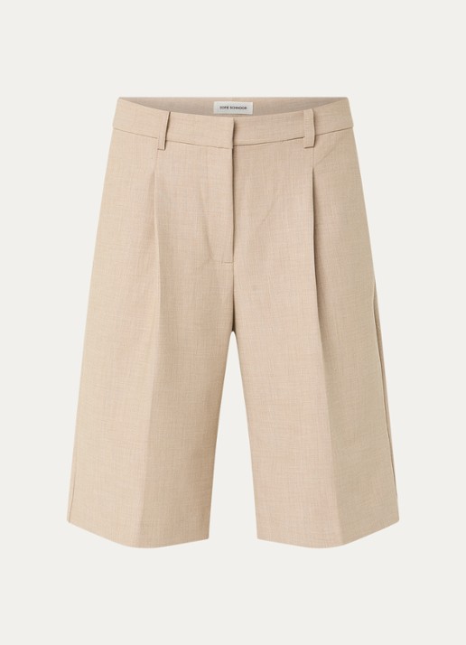Sofie Schnoor Elsysw high waist wide fit korte broek met steekzakken - voorkant 2 beige