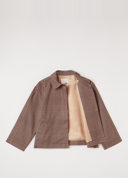 Sofie Schnoor Filine jack met ruitdessin en kraag - voorkant 2 beige