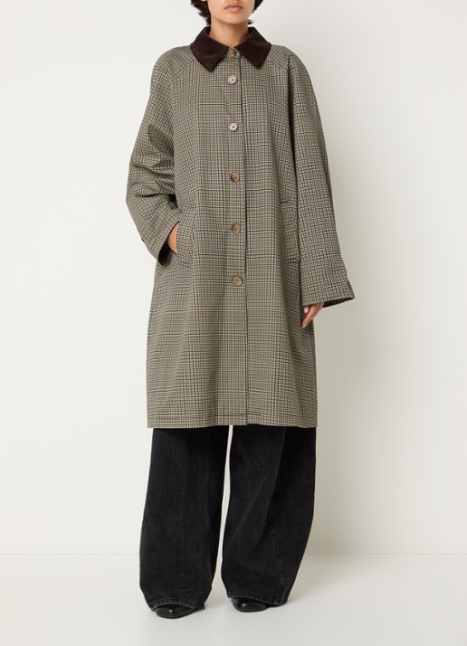 Sofie Schnoor Fillie trenchcoat met pied-de-poule dessin en steekzakken