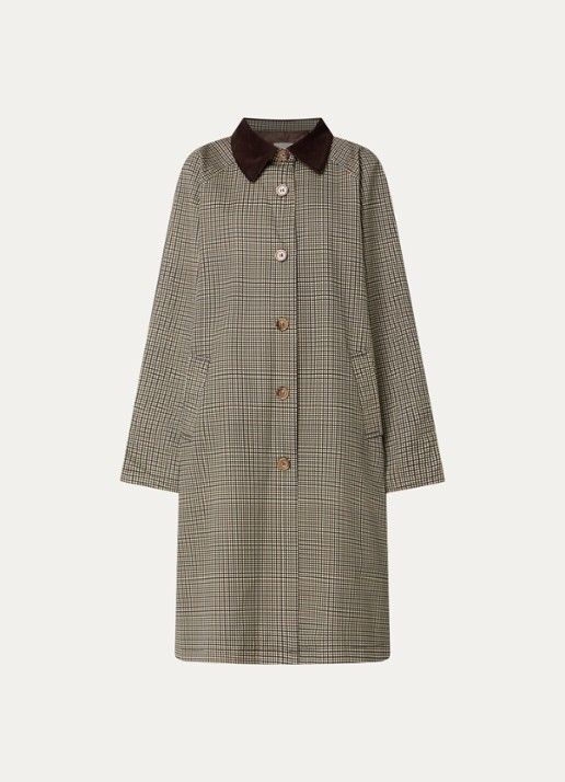 Sofie Schnoor Fillie trenchcoat met pied-de-poule dessin en steekzakken - voorkant 2 mosgroen
