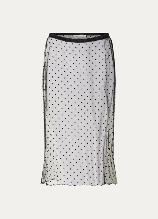 Sofie Schnoor France semi-transparante midi rok met stippenprint - voorkant zwart