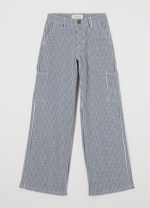 Sofie Schnoor Gitte loose fit cargobroek met streepprint - voorkant 2 blauw