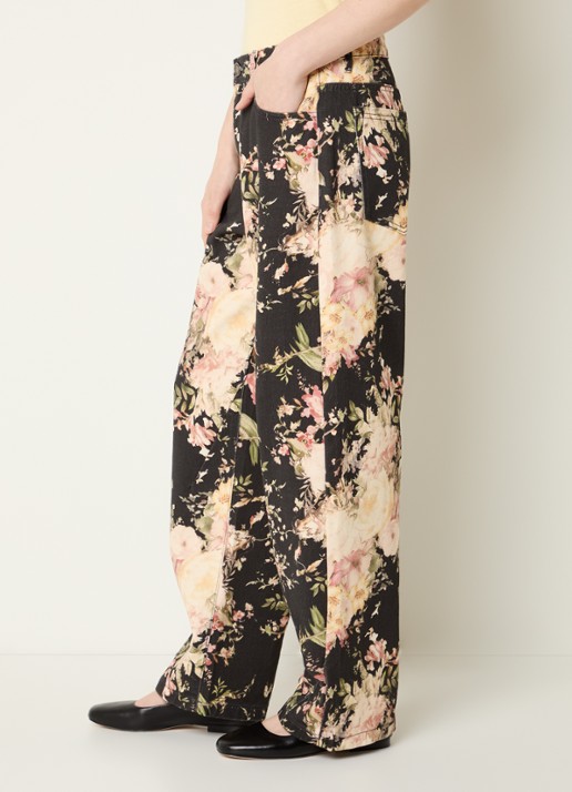 Sofie Schnoor Havanas low waist loose fit jeans met bloemenprint - detail 3 zwart