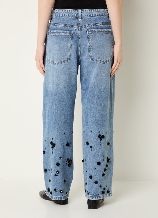 Sofie Schnoor Havanas low waist straight leg jeans met pailletten - achterkant 3 indigo