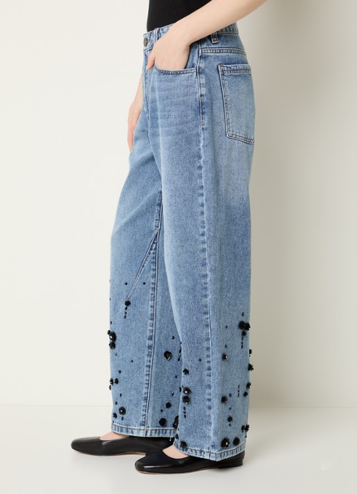 Sofie Schnoor Havanas low waist straight leg jeans met pailletten - detail 5 indigo