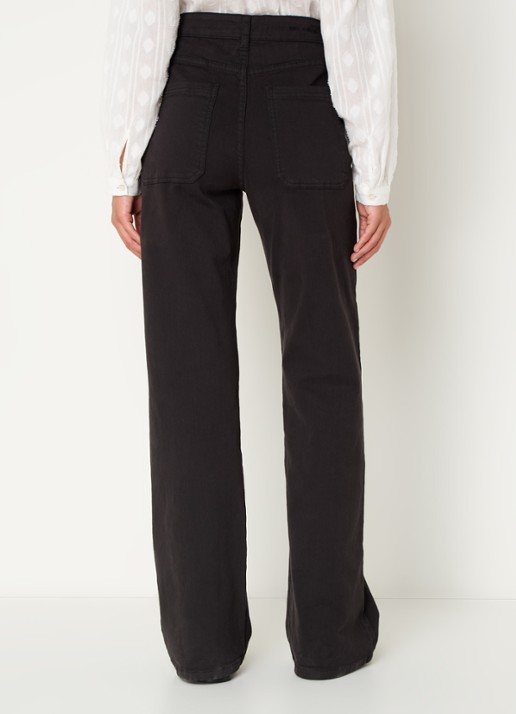 Sofie Schnoor High waist loose fit jeans met opgestikte zakken - achterkant zwart