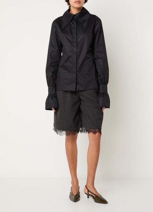 Sofie Schnoor Izabellasw blouse met kraag - voorkant 3 zwart