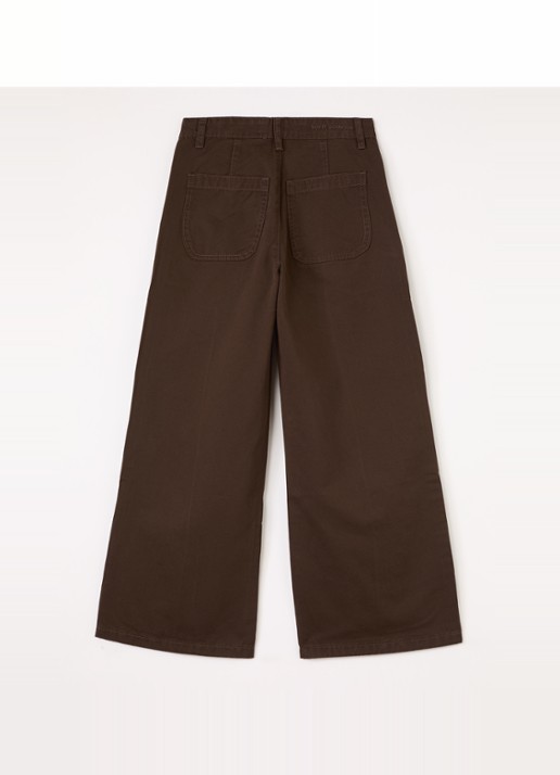 Sofie Schnoor Izza wide fit broek met siernaad - voorkant 3 donkerbruin
