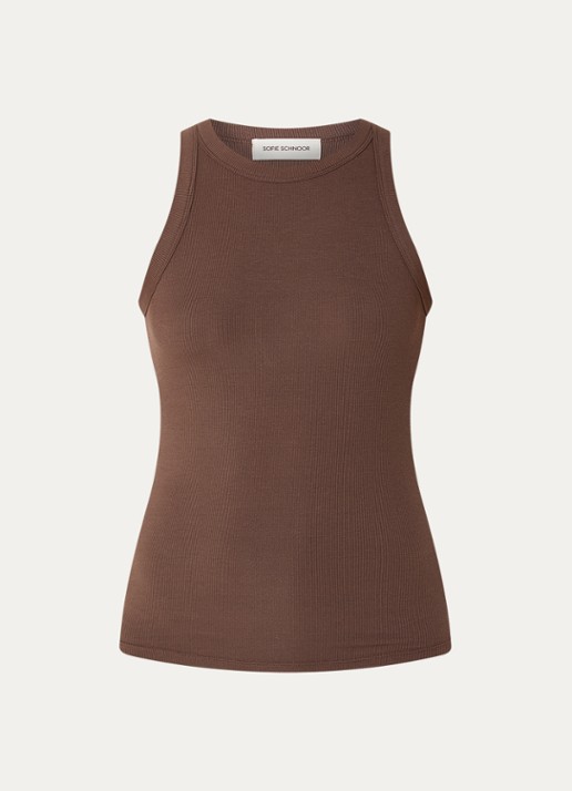 Sofie Schnoor Julliesw tanktop met ribstructuur - voorkant 2 hazelnootbruin