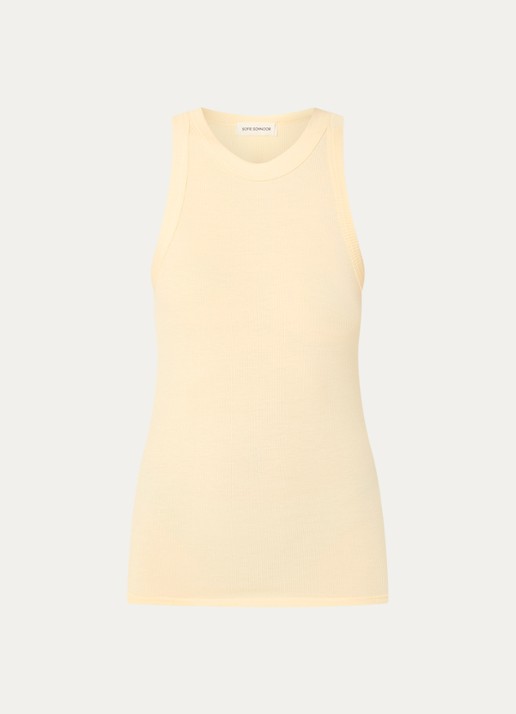 Sofie Schnoor Julliesw tanktop met ribstructuur - voorkant 2 vanillegeel
