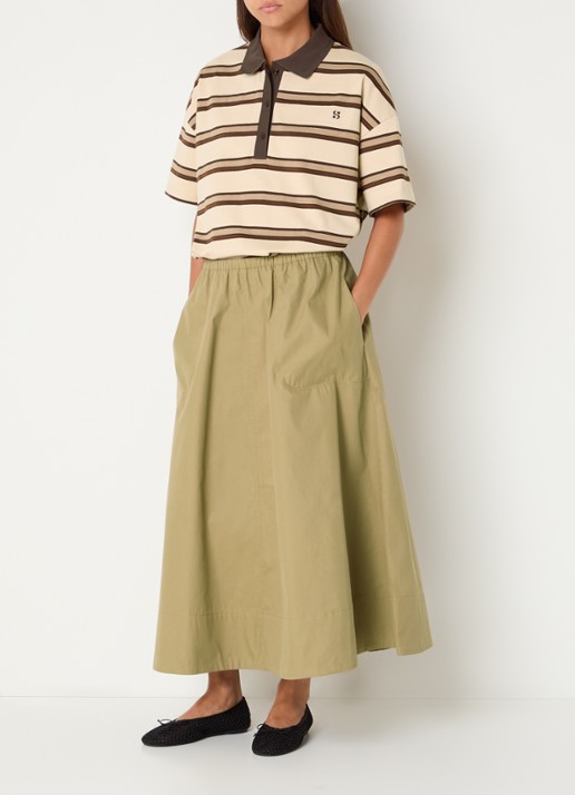 Sofie Schnoor Juneau A-lijn maxi rok - voorkant 2 khaki