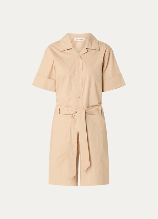 Sofie Schnoor Koasw straight fit playsuit met strikceintuur - voorkant 2 beige