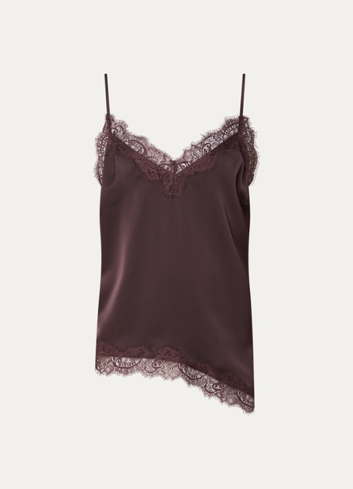 Sofie Schnoor Leona top van satijn met kant - voorkant 2 aubergine