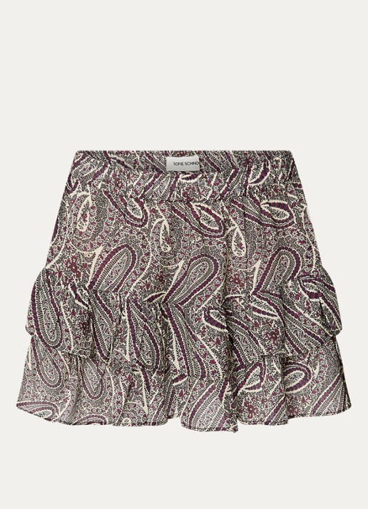 Sofie Schnoor Liviasw mini rok met paisley dessin - voorkant bordeauxrood