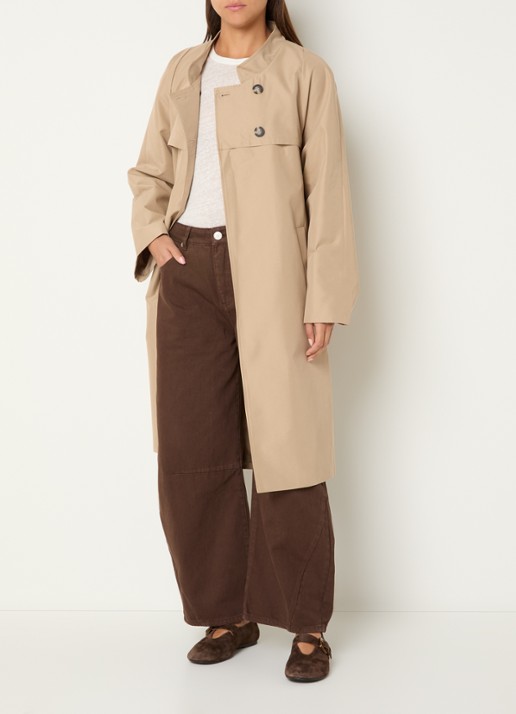 Sofie Schnoor Lizzy a-lijn trenchcoat met steekzakken met ceintuur - voorkant 3 camel
