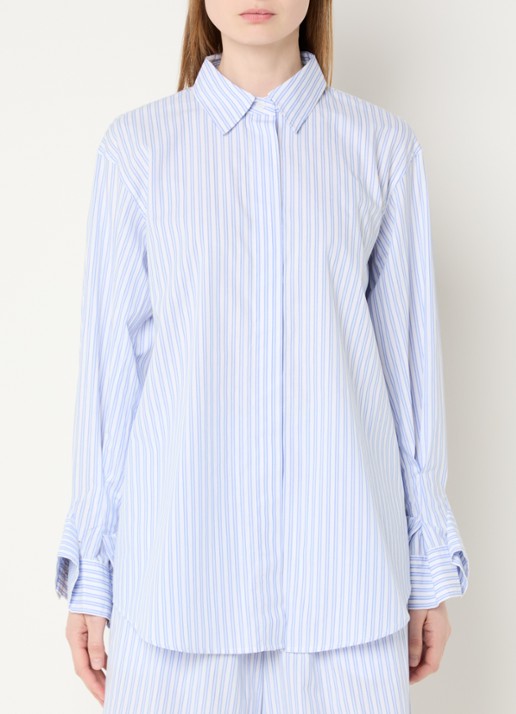 Sofie Schnoor Longline blouse met streepprint - achterkant 4 staalblauw