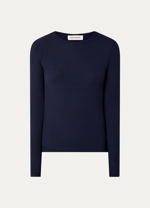 Sofie Schnoor Longsleeve met ribstructuur - voorkant 3 donkerblauw