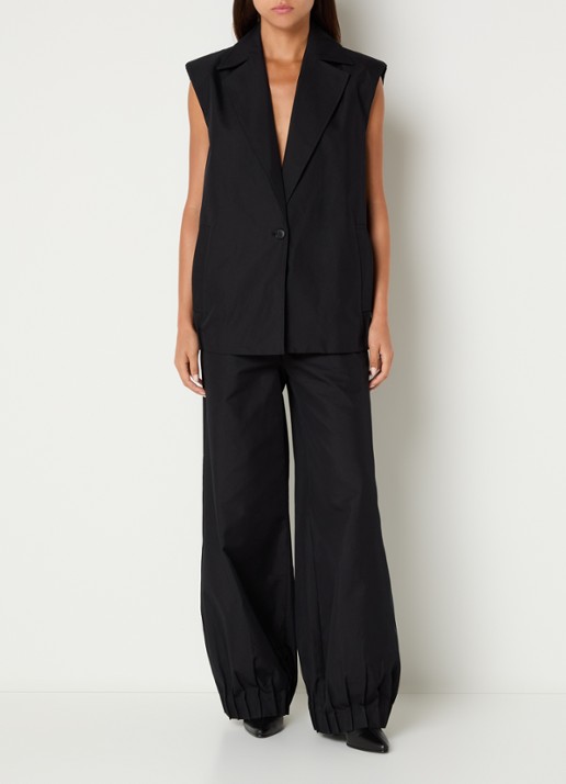 Sofie Schnoor Louanasw high waist balloon fit pantalon met plooidetail - voorkant 2 zwart