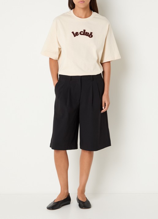 Sofie Schnoor Mae oversized T-shirt met borduring - voorkant 3 creme