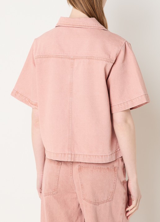 Sofie Schnoor Manja blouse van denim met opgestikte zakken - achterkant roze