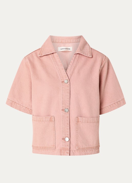 Sofie Schnoor Manja blouse van denim met opgestikte zakken - voorkant 3 roze