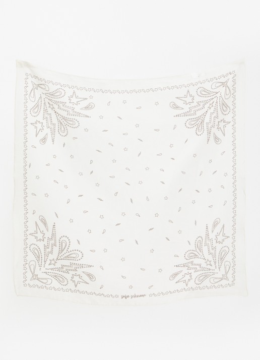 Sofie Schnoor Marilysw sjaal met paisley dessin 55 x 55 cm - detail creme