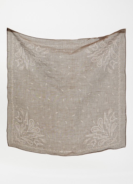 Sofie Schnoor Marilysw sjaal met paisley dessin 55 x 55 cm - detail bruin