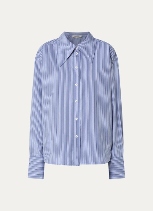 Sofie Schnoor Mashasw blouse met streepprint - voorkant staalblauw
