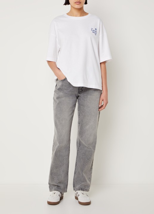 Sofie Schnoor Melika mid waist straight leg jeans met steekzakken - voorkant 5 grijs